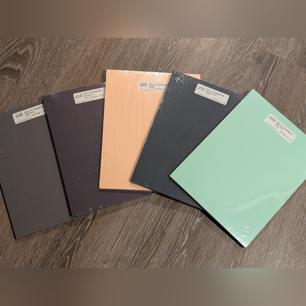 Cards And Pockets, 5 Sets, Various Colors, 25 Sheets Each.